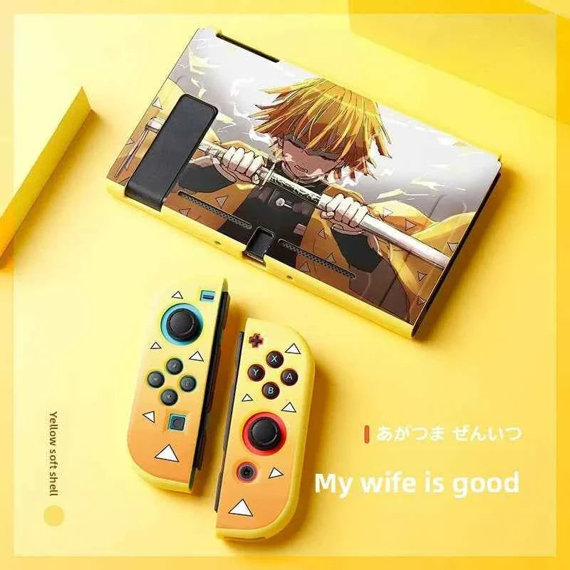 Demon Slayer TPU Soft Frosted Shell Anime Protective Case Split Silicone Rubber Protective Case for Switch Oled Game Accessories