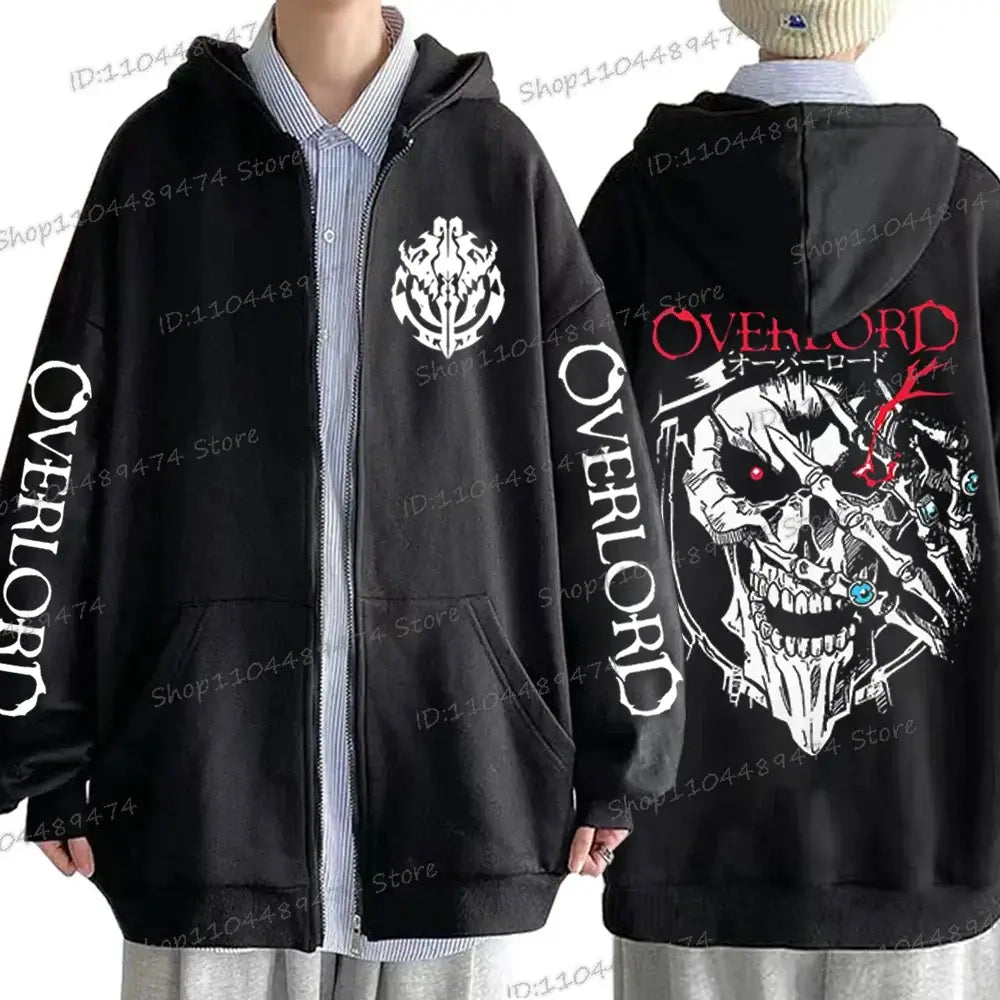 Overlord Horror Skull Hooded Shirt Harajuku Zip Up