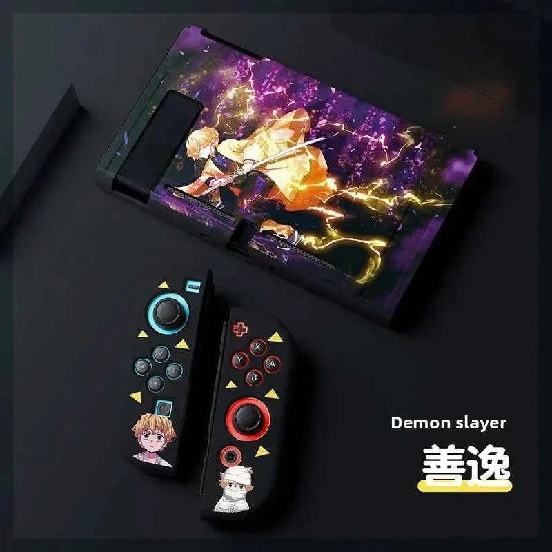Demon Slayer TPU Soft Frosted Shell Anime Protective Case Split Silicone Rubber Protective Case for Switch Oled Game Accessories