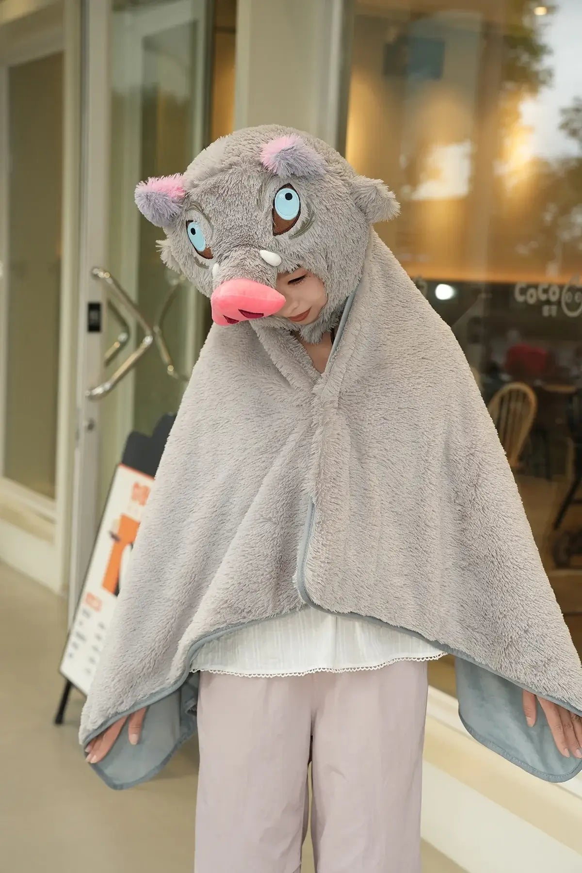 Inosuke Boar Head Plush Cosplay Neck Pillow | Travel