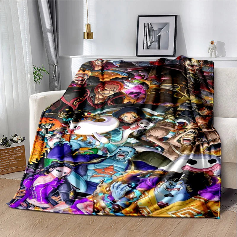 Anime One Piece 3D Cartoon Blanket - Soft, Warm Throw for Bedroom, Living Room, Bed, Camping, Picnic, Office, Kids Gift