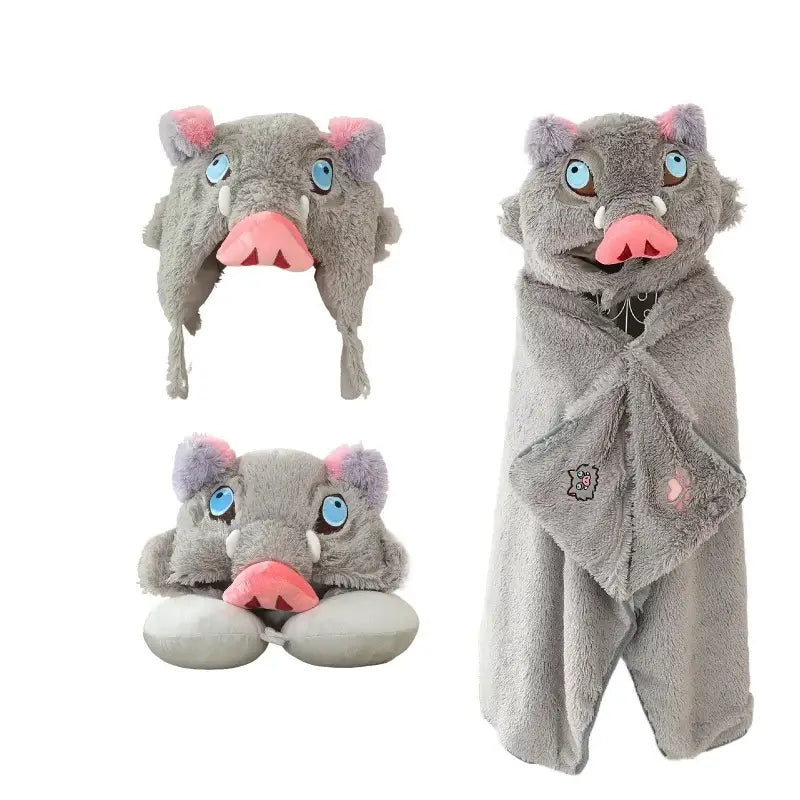 Inosuke Boar Head Plush Cosplay Neck Pillow | Travel