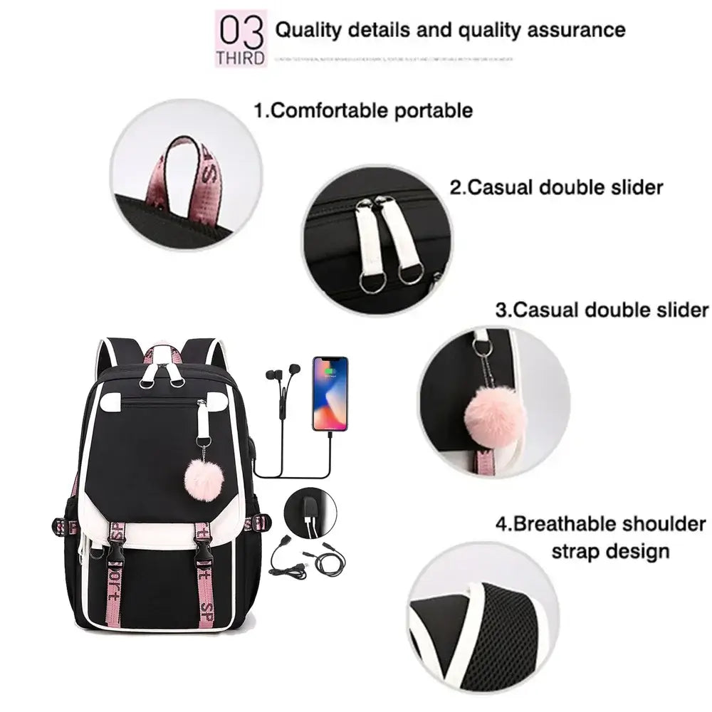 Kamado Tanjirou Backpack: Large Capacity Anime School Bag