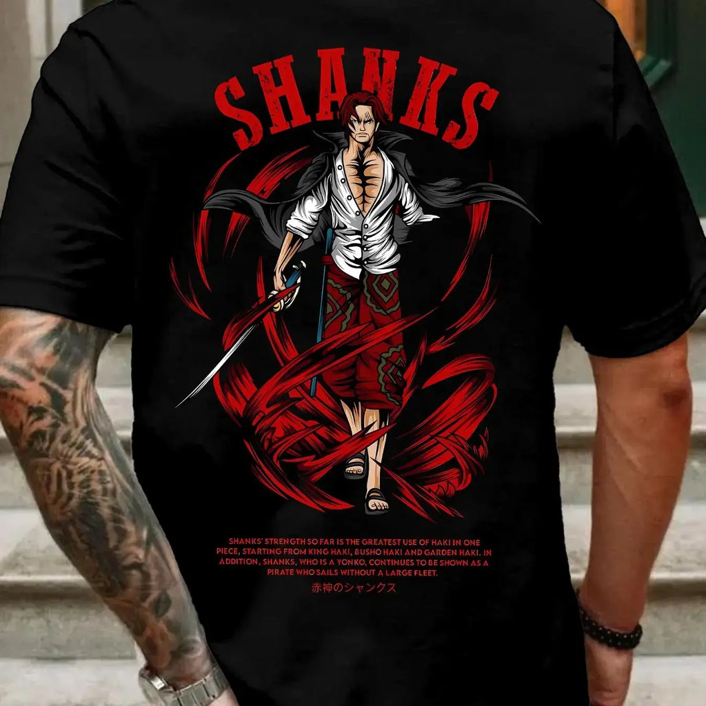 One Piece Shanks Summer T-shirt Retro Oversized Cotton