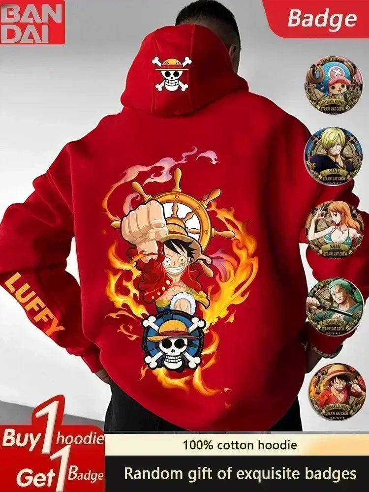 One Piece Luffy Sweatshirt Summer Casual Cotton