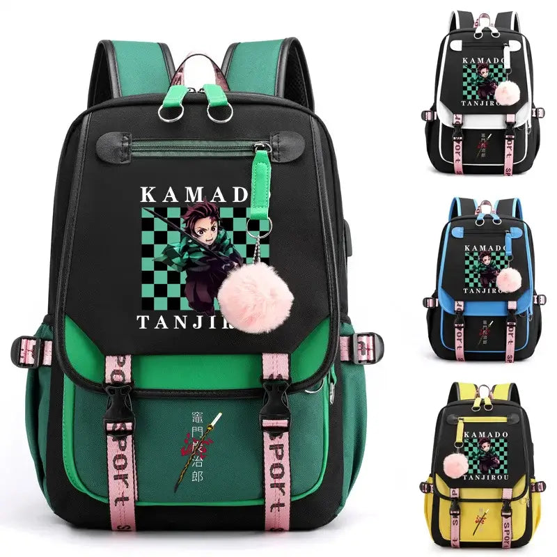 Kamado Tanjirou Backpack: Large Capacity Anime School Bag