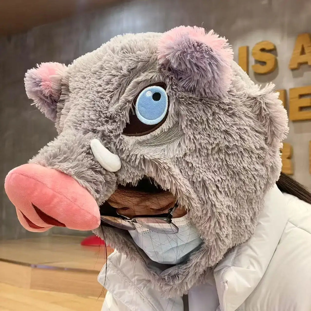 Inosuke Boar Head Plush Cosplay Neck Pillow | Travel