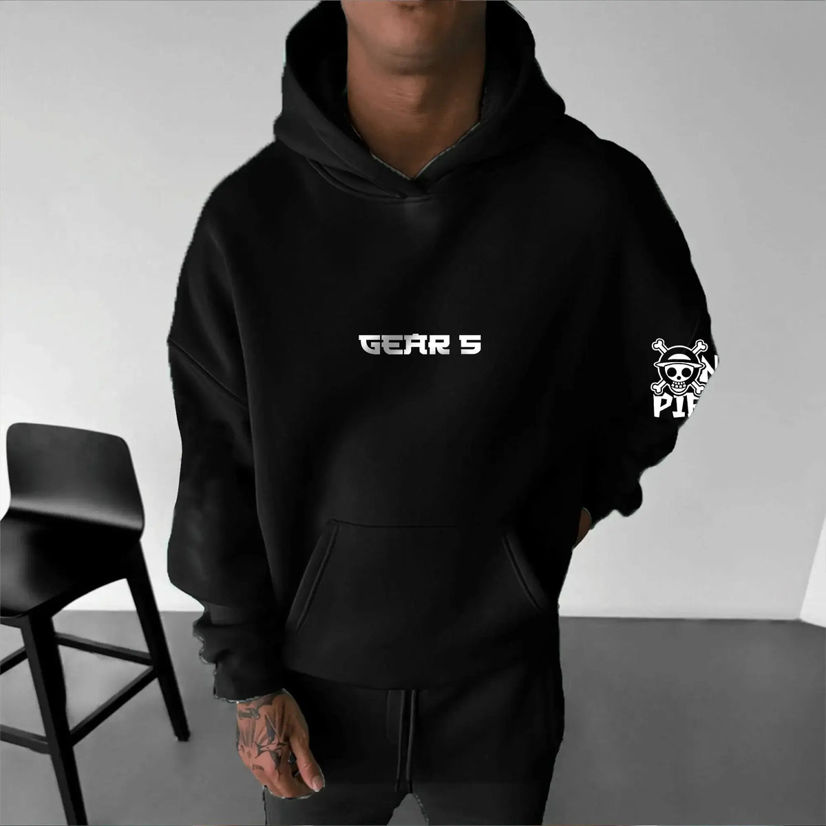 One Piece Luffy Gear 5 Nika Black Hoodie Streetwear