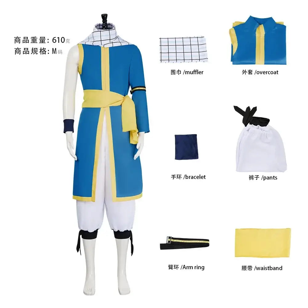Natsu Dragneel Fairy Tail Cosplay Costume Blue Black