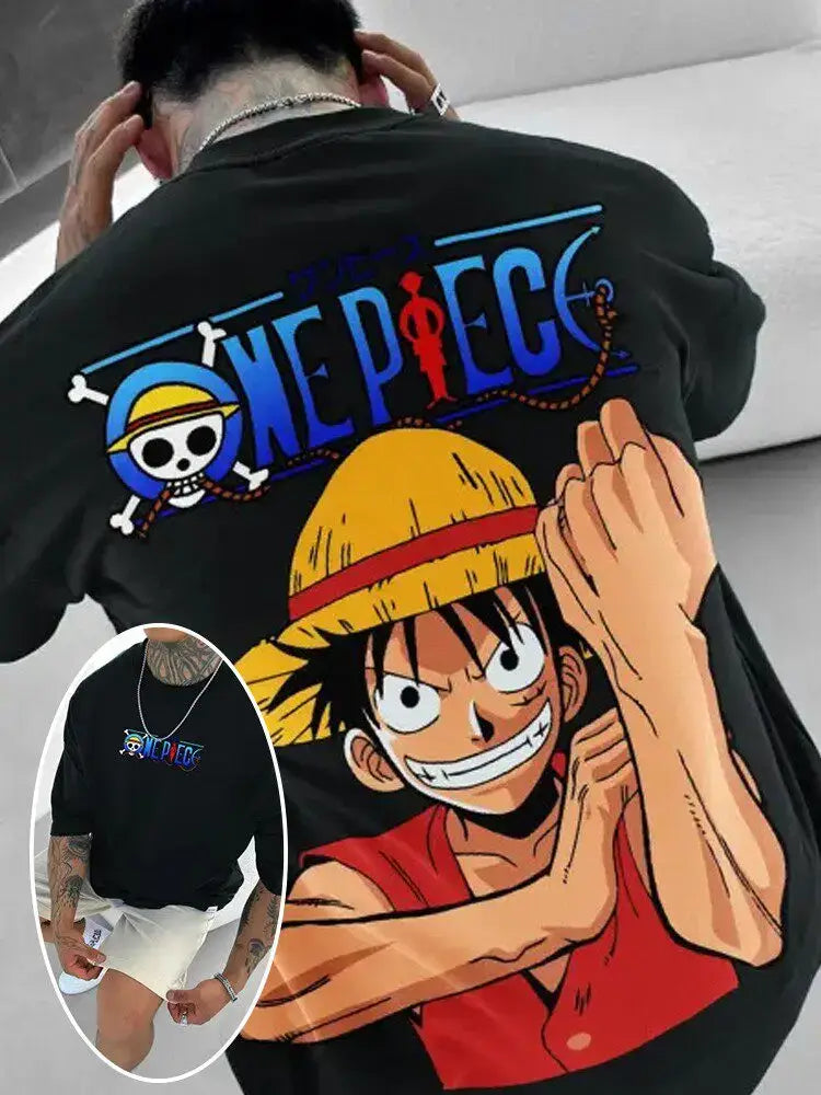 One Piece Graphic T-Shirt: Luffy & Zoro Oversized Streetwear