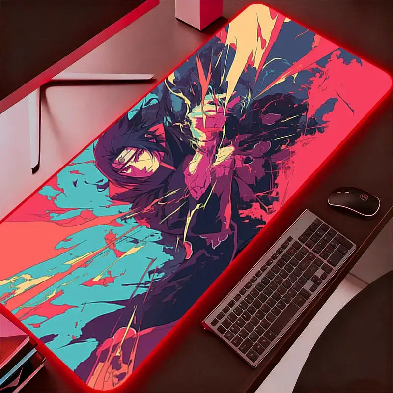Itachi Uchiha RGB Mouse Pad: Anime LED Desk Mat