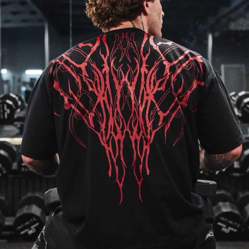 Oversized Cotton Tee Skull Print Unisex Streetwear Gym Top