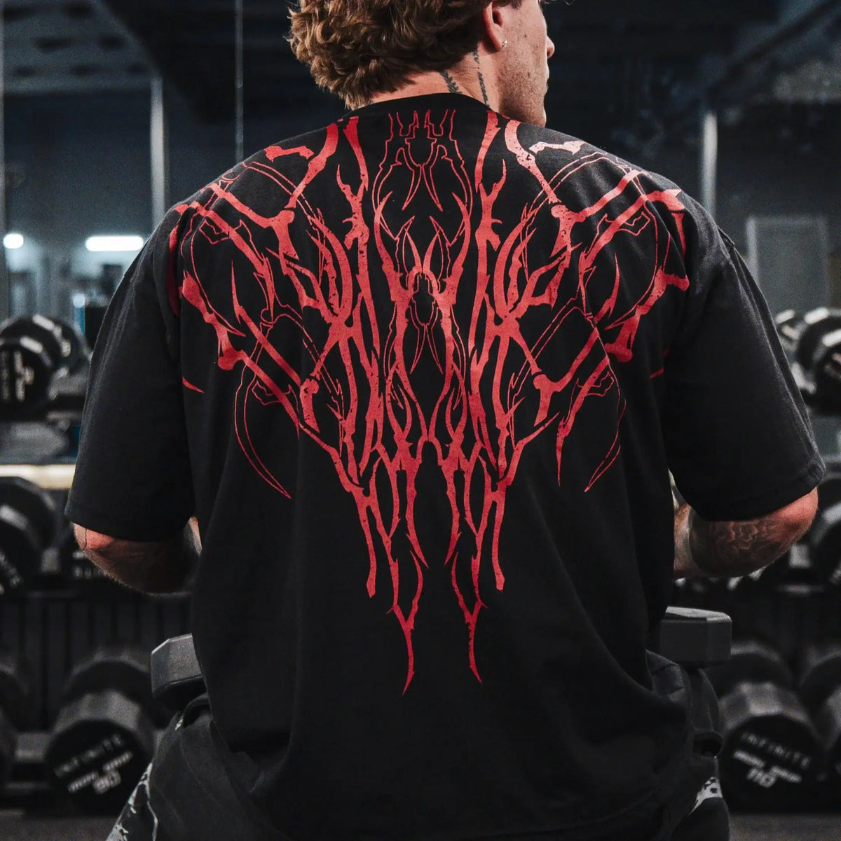 Oversized Cotton Tee Skull Print Unisex Streetwear Gym Top
