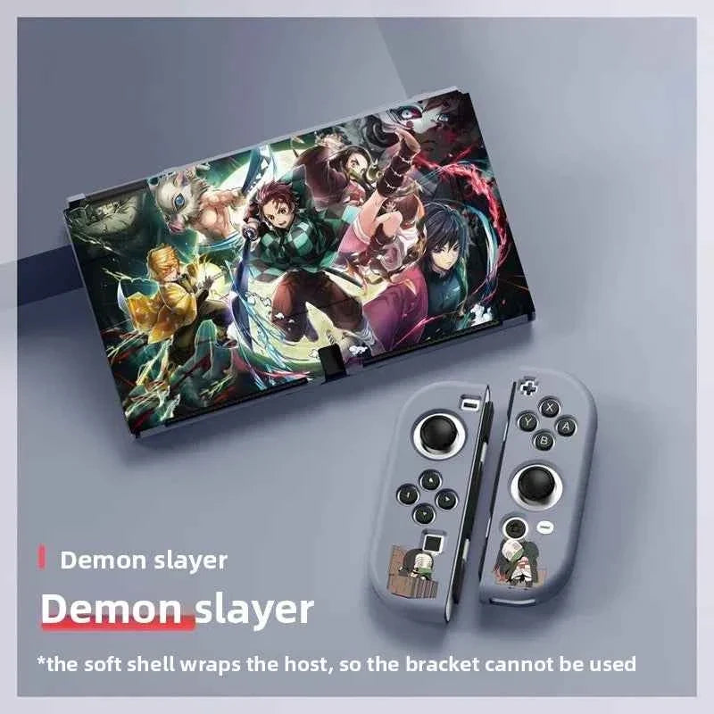 Demon Slayer TPU Soft Frosted Shell Anime Protective Case Split Silicone Rubber Protective Case for Switch Oled Game Accessories