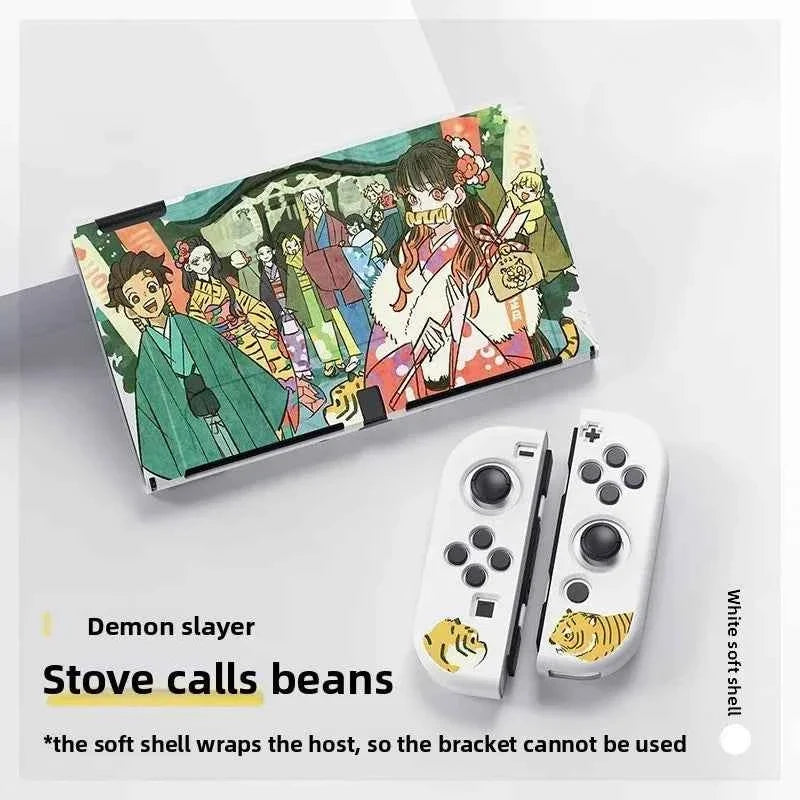 Demon Slayer TPU Soft Frosted Shell Anime Protective Case Split Silicone Rubber Protective Case for Switch Oled Game Accessories