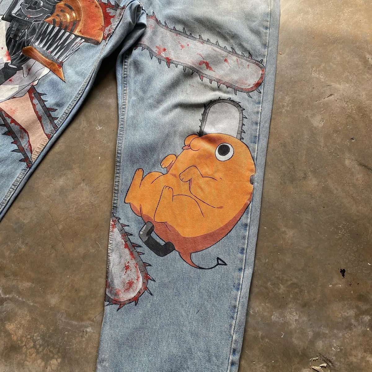 Anime Jeans: Y2K Digital Print Wide Leg Denim