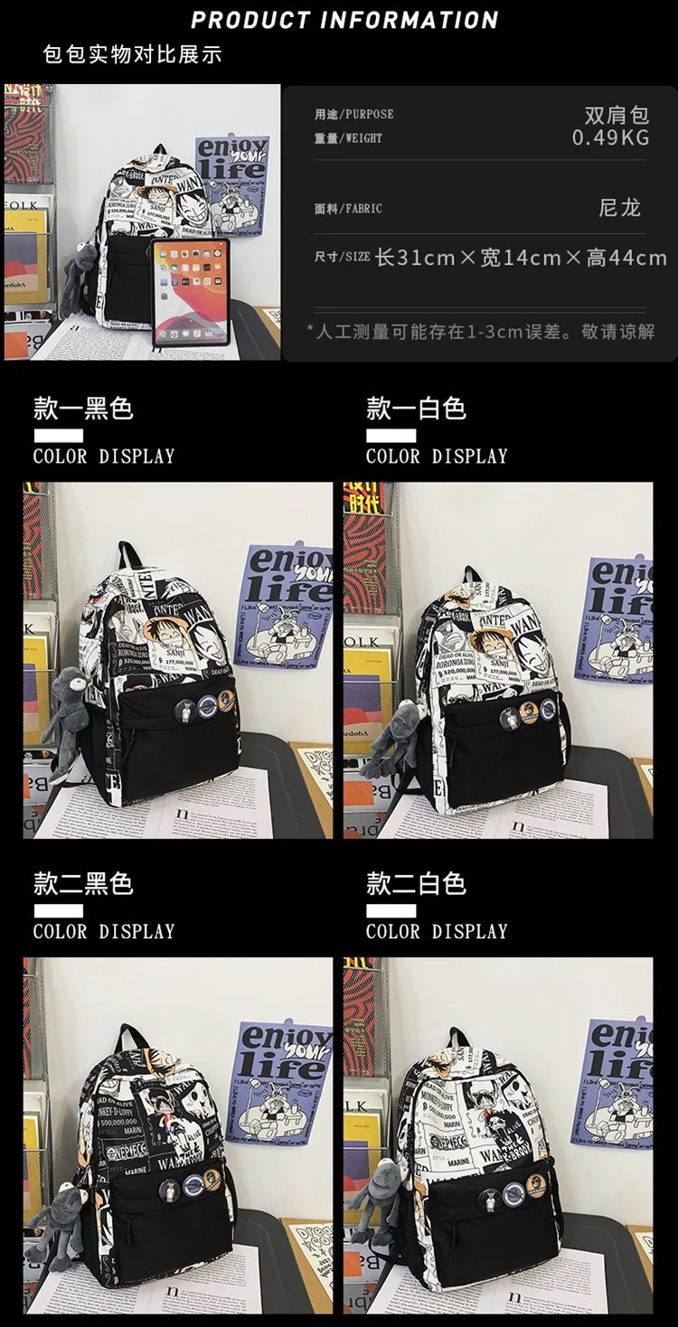 One Piece Luffy Anime Backpack | School Laptop Travel Bag