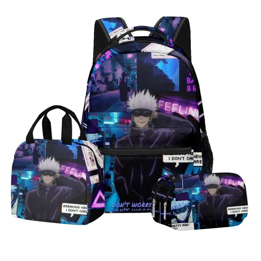 Jujutsu Kaisen Backpack Set: 3-Piece Anime School Bag Gift