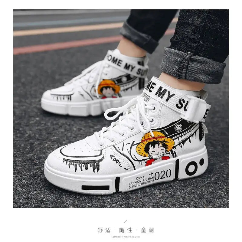 One Piece Luffy High Top Shoes Zoro Anime Sneakers