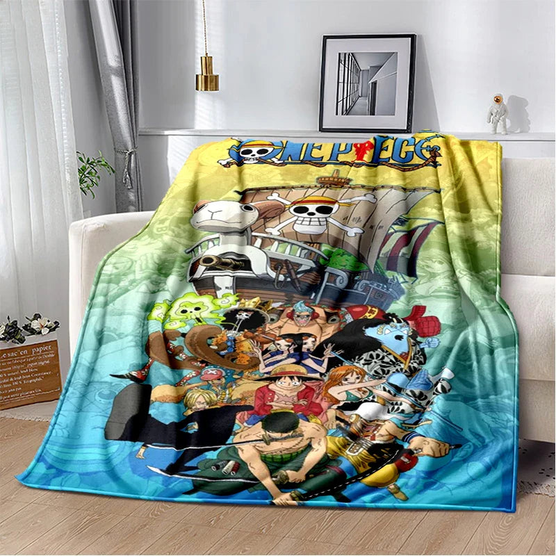 Anime One Piece 3D Cartoon Blanket - Soft, Warm Throw for Bedroom, Living Room, Bed, Camping, Picnic, Office, Kids Gift