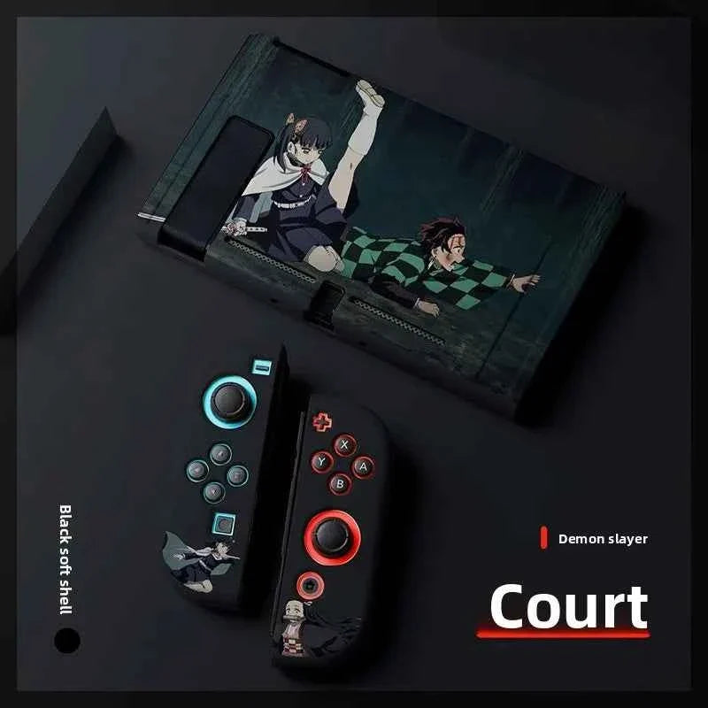Demon Slayer TPU Soft Frosted Shell Anime Protective Case Split Silicone Rubber Protective Case for Switch Oled Game Accessories
