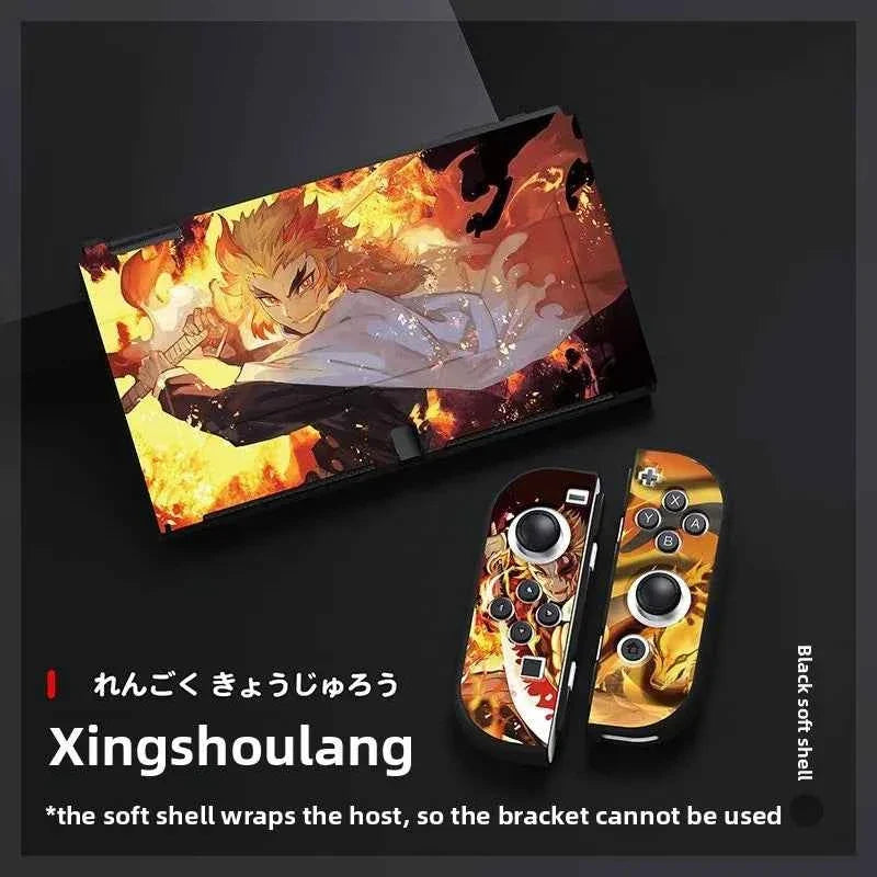 Demon Slayer TPU Soft Frosted Shell Anime Protective Case Split Silicone Rubber Protective Case for Switch Oled Game Accessories