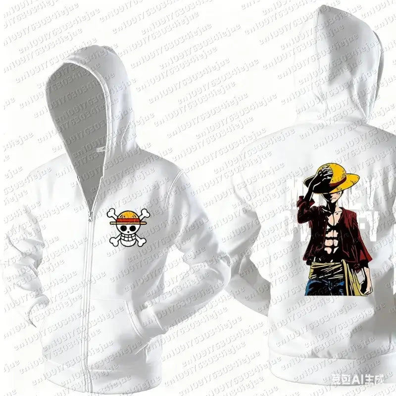 Luffy Zipper Hoodie One Piece 3D Print Streetwear Autumn