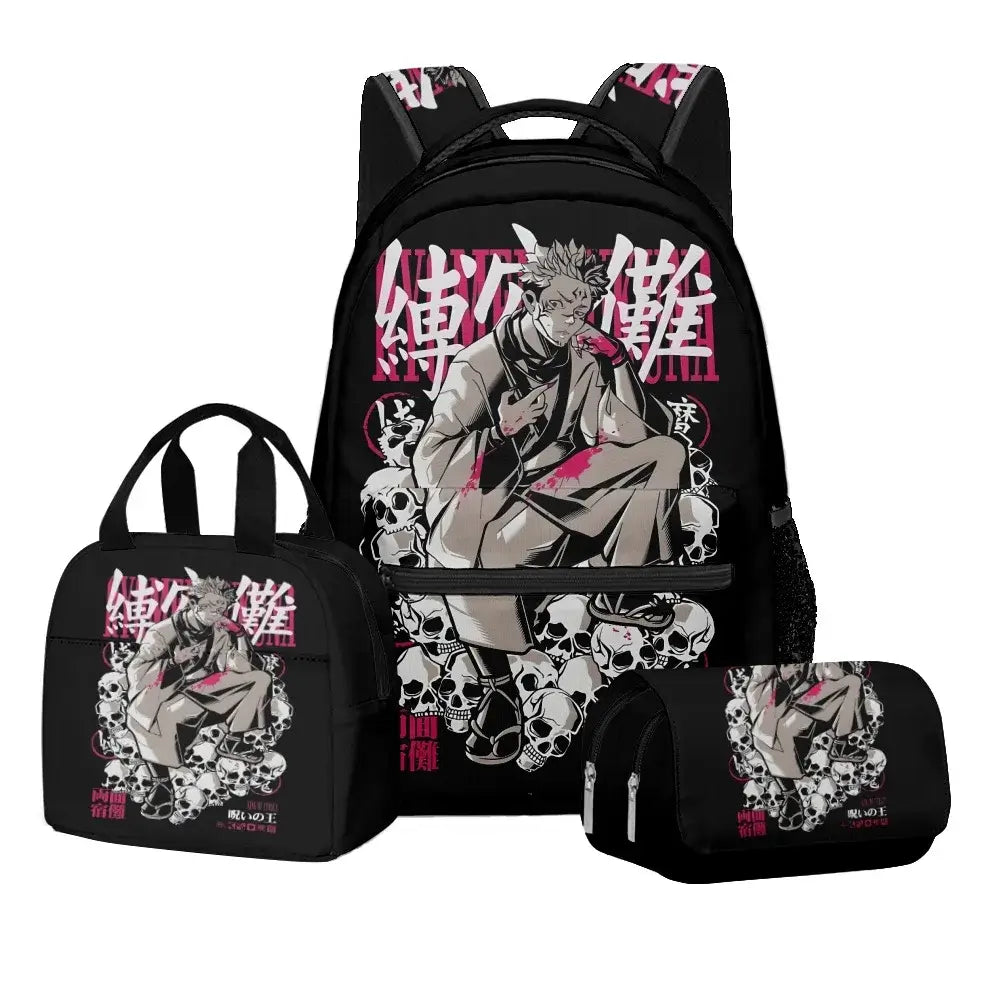 Jujutsu Kaisen Backpack Set: 3-Piece Anime School Bag Gift