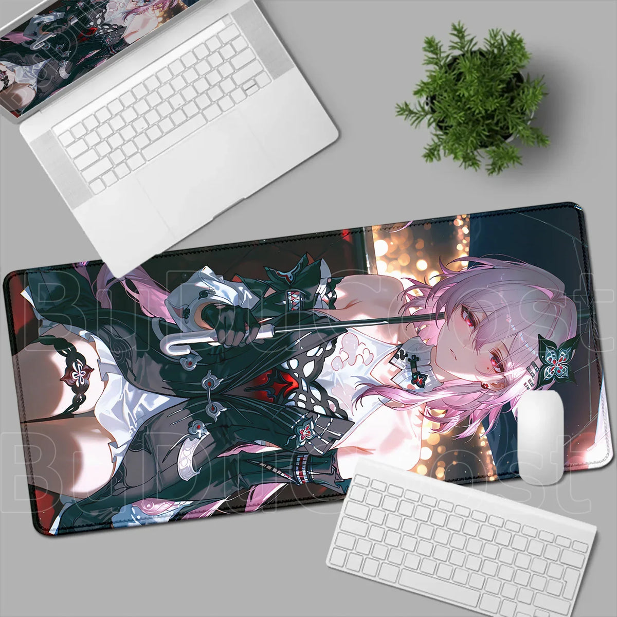 Kawaii Girl Evernight March 7th Mouse Pad Honkai Star Rail Gaming Anime Mousepad Non-slip Desk Mat Large Protector Keyboard Pads
