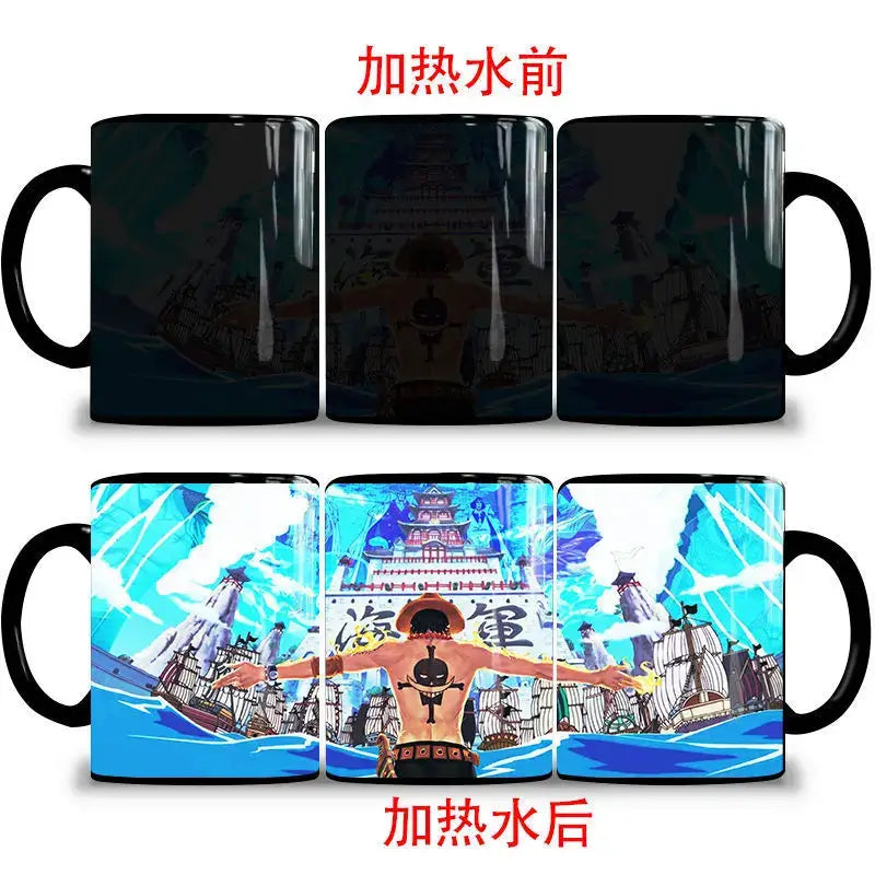 One Piece Color Changing Mug: Nika Luffy & Ace Magic Cup