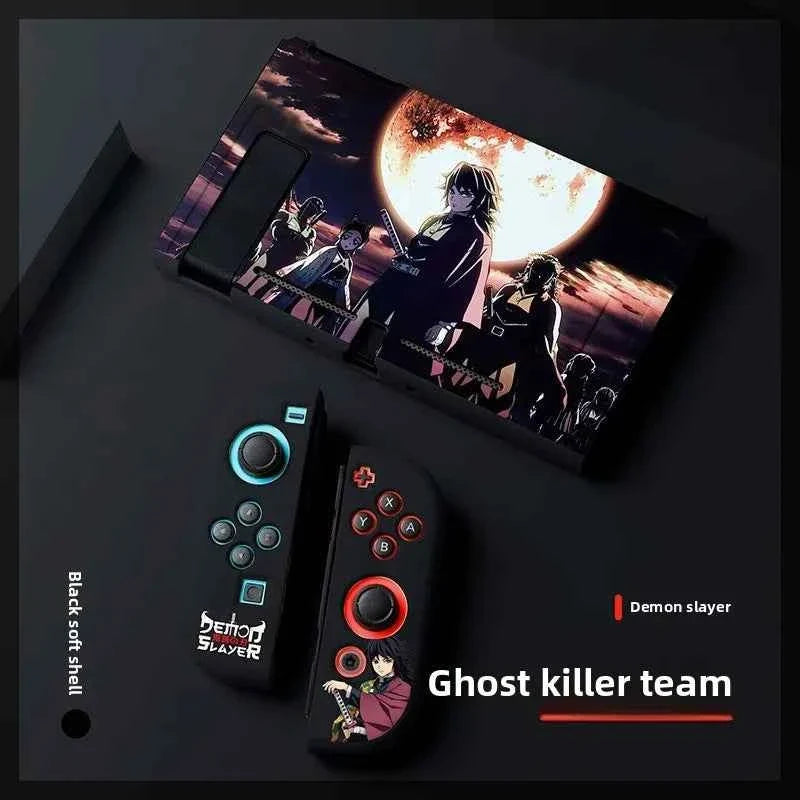 Demon Slayer TPU Soft Frosted Shell Anime Protective Case Split Silicone Rubber Protective Case for Switch Oled Game Accessories
