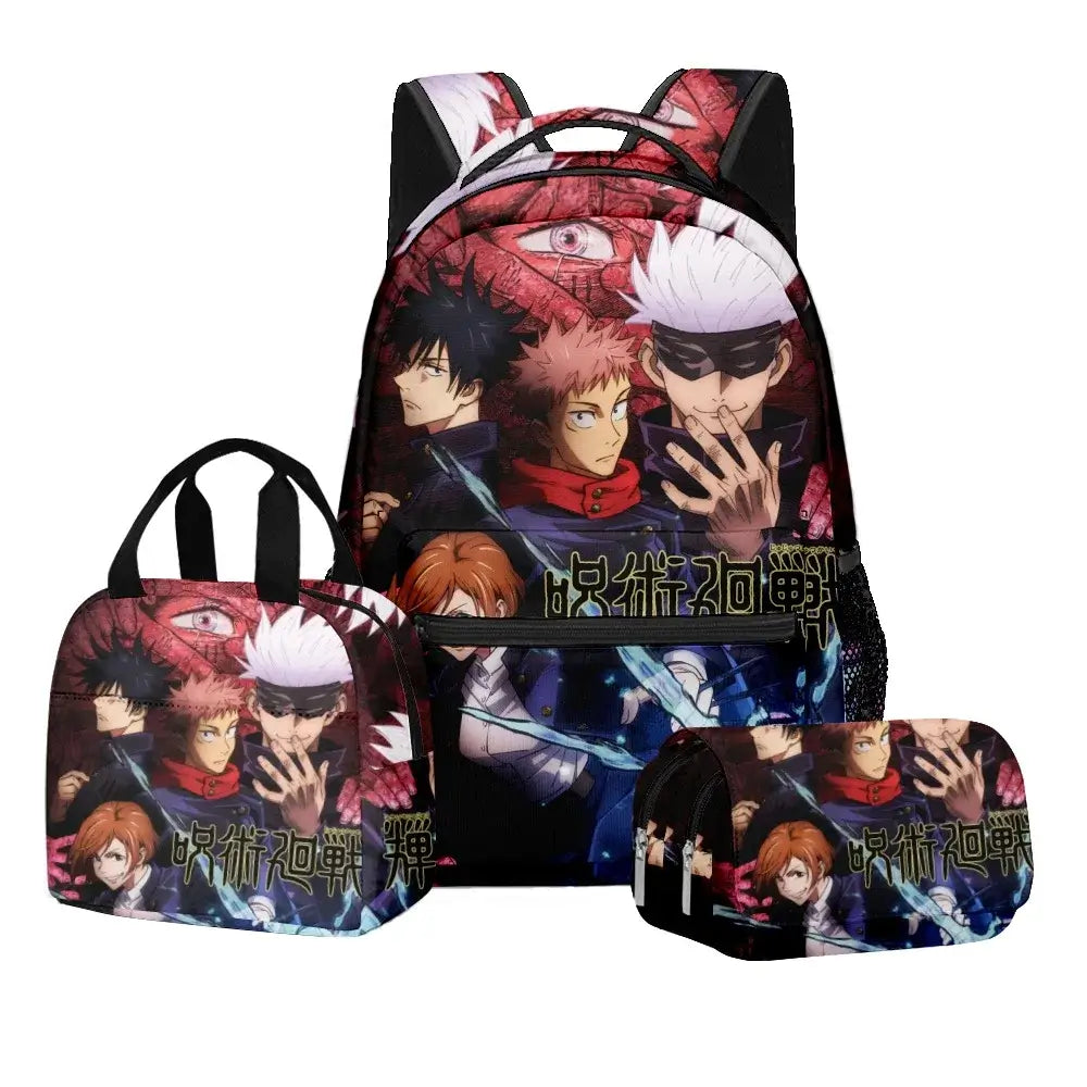 Jujutsu Kaisen Backpack Set: 3-Piece Anime School Bag Gift