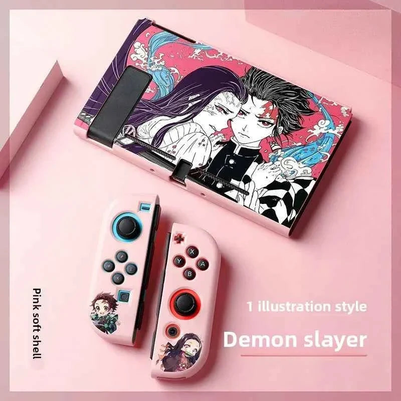 Demon Slayer TPU Soft Frosted Shell Anime Protective Case Split Silicone Rubber Protective Case for Switch Oled Game Accessories