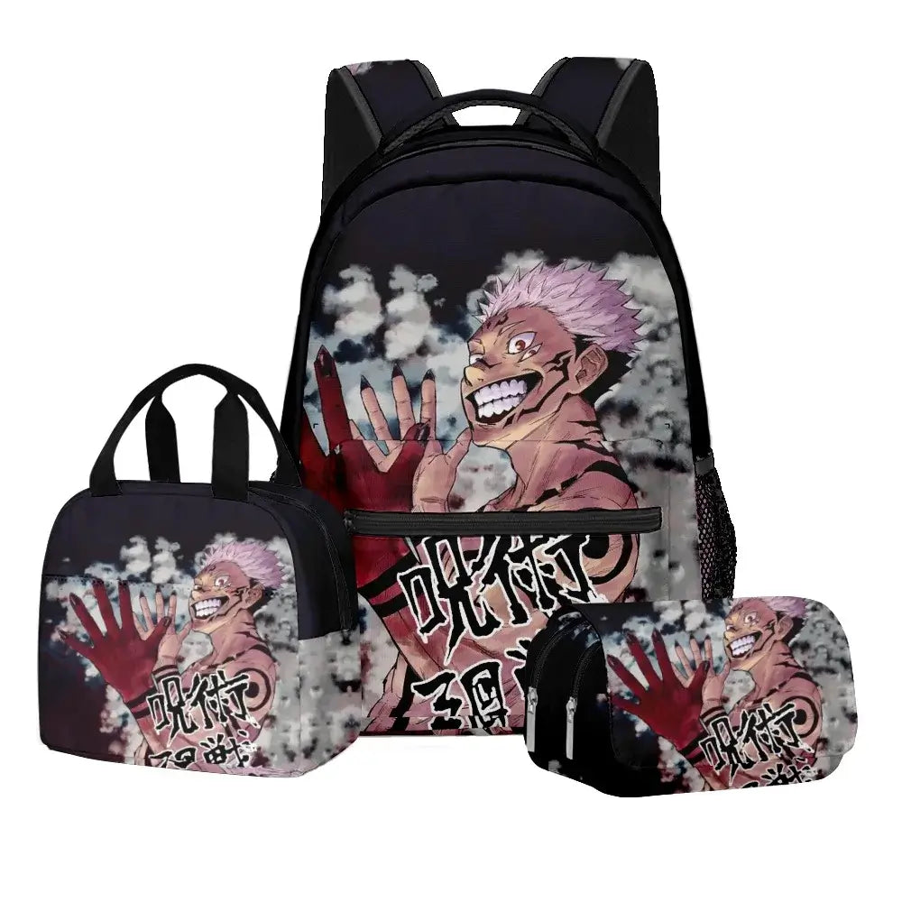 Jujutsu Kaisen Backpack Set: 3-Piece Anime School Bag Gift