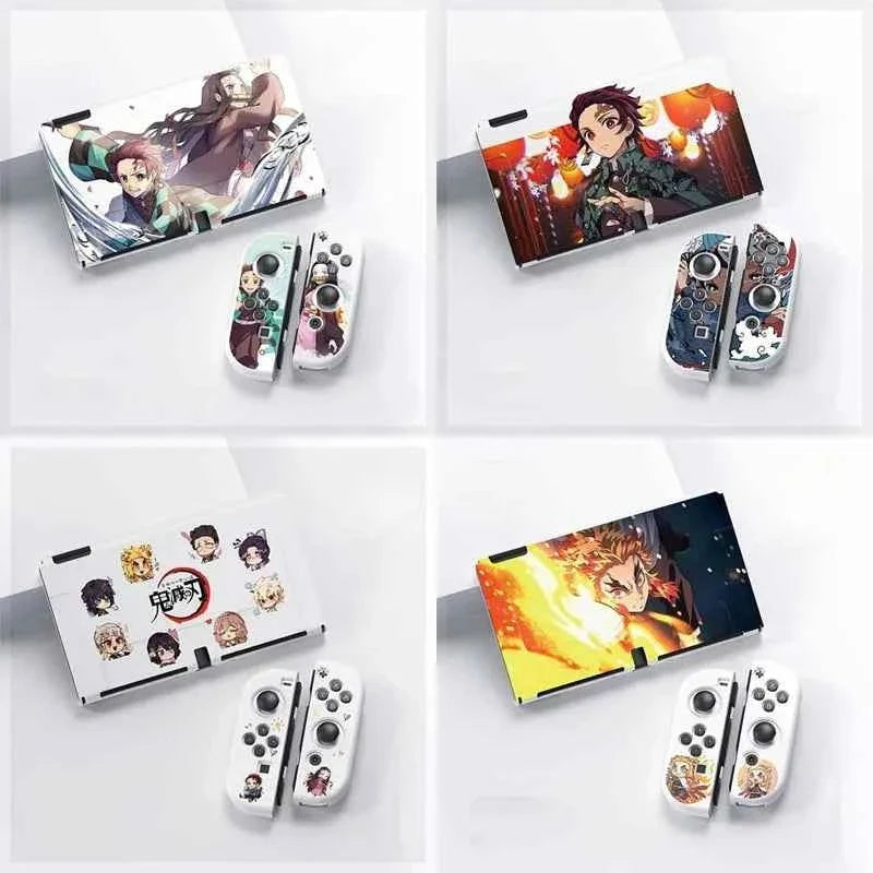 Demon Slayer TPU Soft Frosted Shell Anime Protective Case Split Silicone Rubber Protective Case for Switch Oled Game Accessories