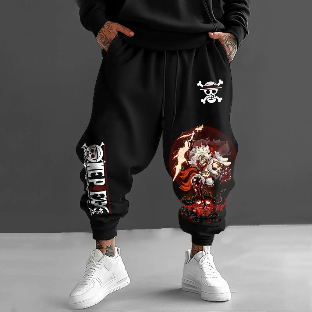 One Piece Graphic Joggers: Y2K Anime Streetwear Pants