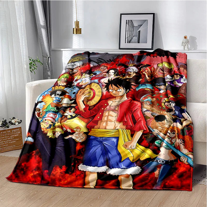 Anime One Piece 3D Cartoon Blanket - Soft, Warm Throw for Bedroom, Living Room, Bed, Camping, Picnic, Office, Kids Gift