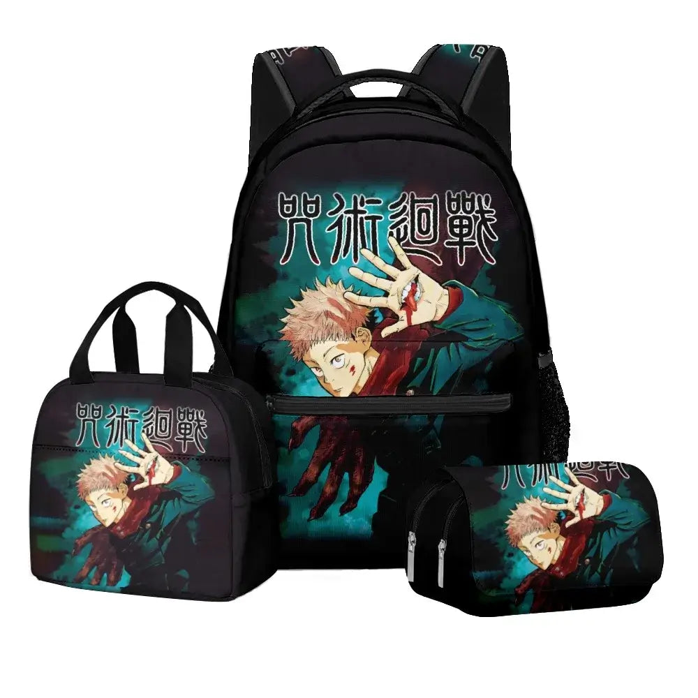 Jujutsu Kaisen Backpack Set: 3-Piece Anime School Bag Gift