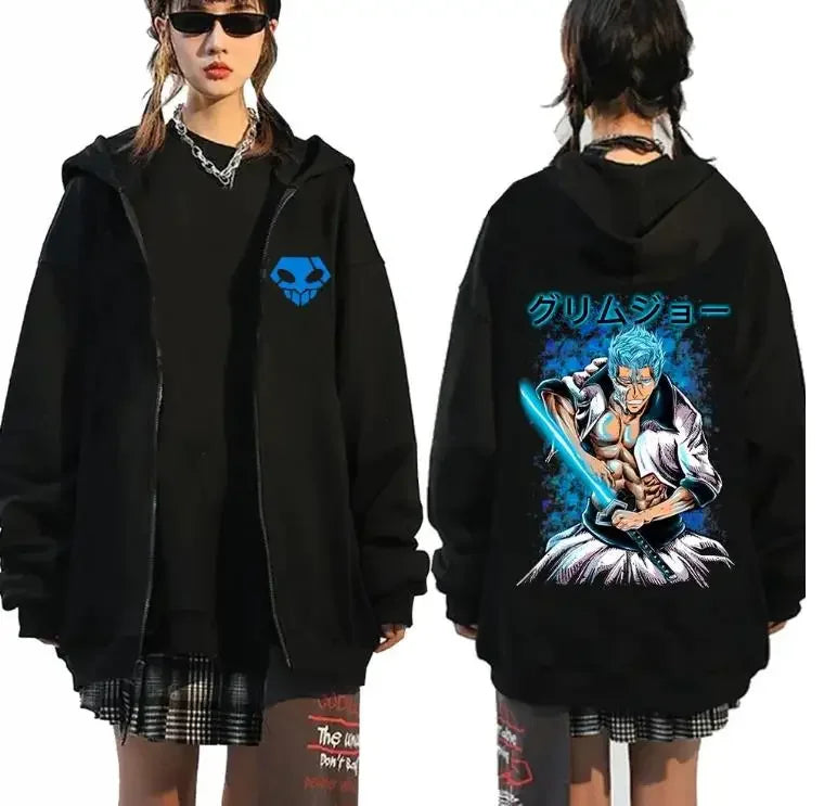 Bleach Ichigo Zip Up Hoodie – Oversized Unisex Harajuku Jacket