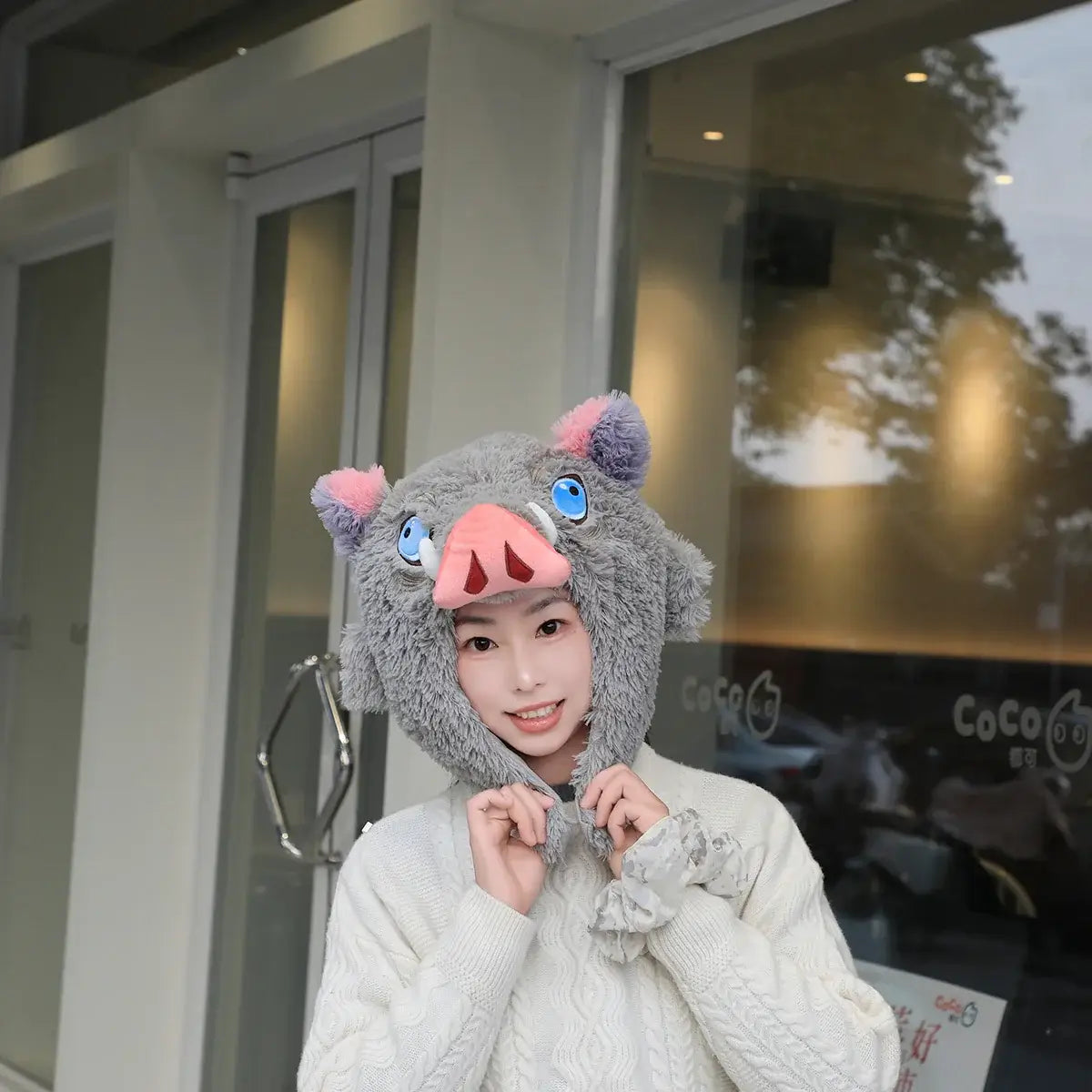 Inosuke Boar Head Plush Cosplay Neck Pillow | Travel