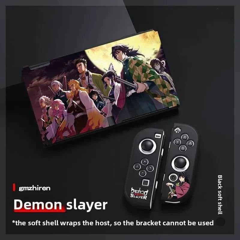Demon Slayer TPU Soft Frosted Shell Anime Protective Case Split Silicone Rubber Protective Case for Switch Oled Game Accessories