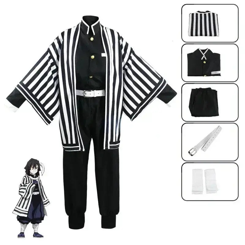 Iguro Obanai Cosplay Costume: Serpent Hashira Kimono Set