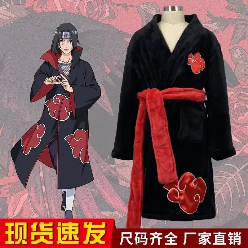 Naruto Akatsuki Robe: Itachi Uchiha Thermal Fleece Bathrobe