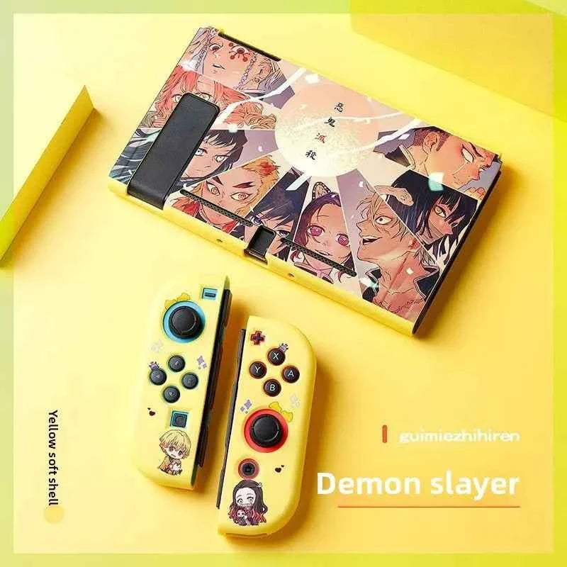 Demon Slayer TPU Soft Frosted Shell Anime Protective Case Split Silicone Rubber Protective Case for Switch Oled Game Accessories