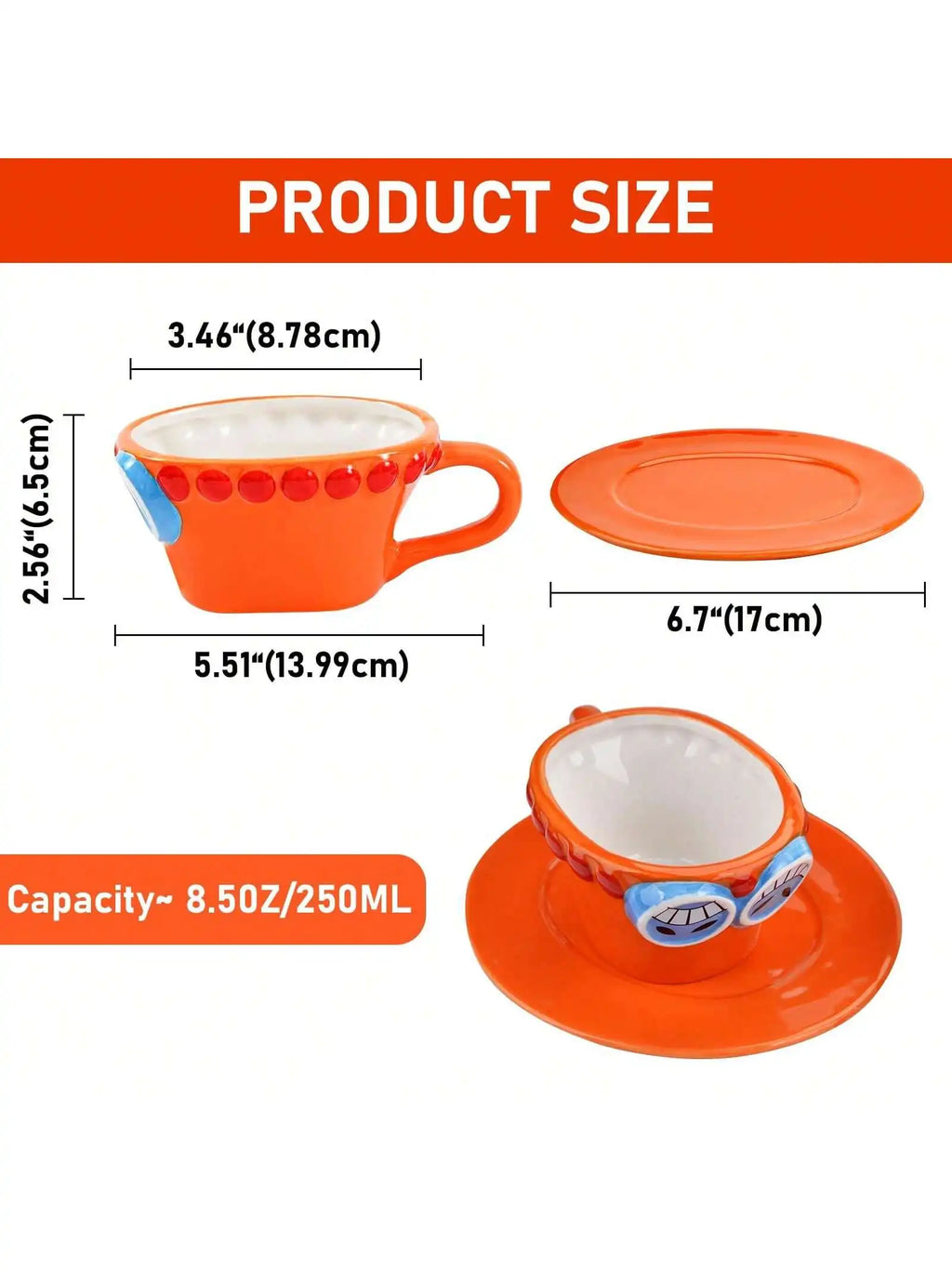 Luffy Ace Sabo Chopper Mug One Piece Ceramic With Saucer
