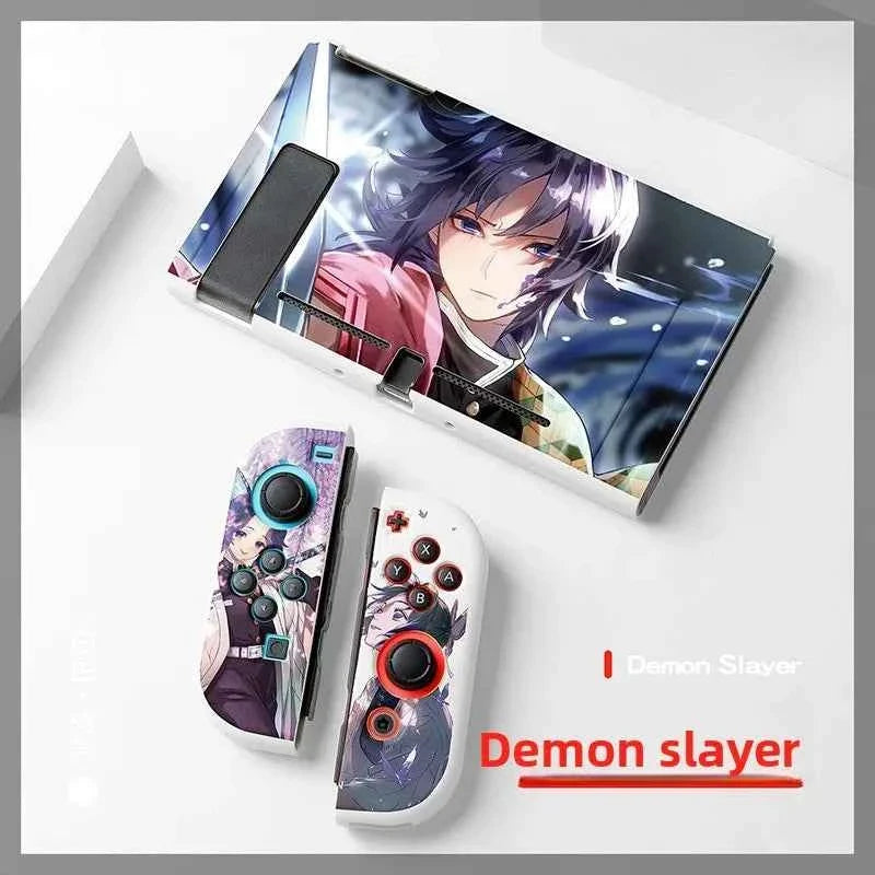 Demon Slayer TPU Soft Frosted Shell Anime Protective Case Split Silicone Rubber Protective Case for Switch Oled Game Accessories