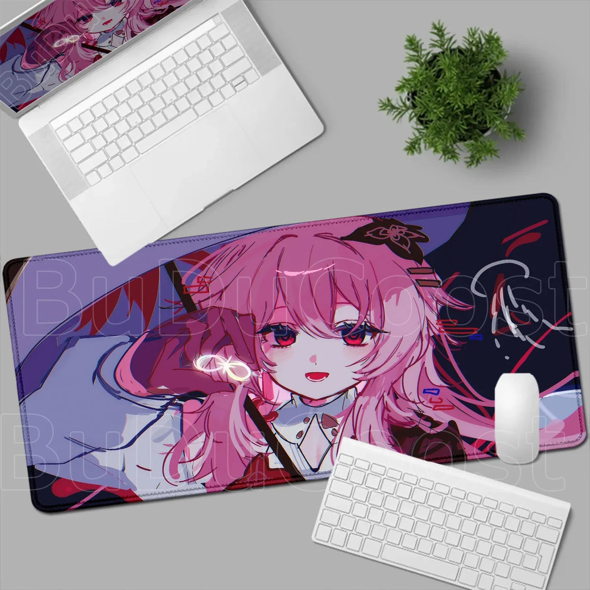 Kawaii Girl Evernight March 7th Mouse Pad Honkai Star Rail Gaming Anime Mousepad Non-slip Desk Mat Large Protector Keyboard Pads