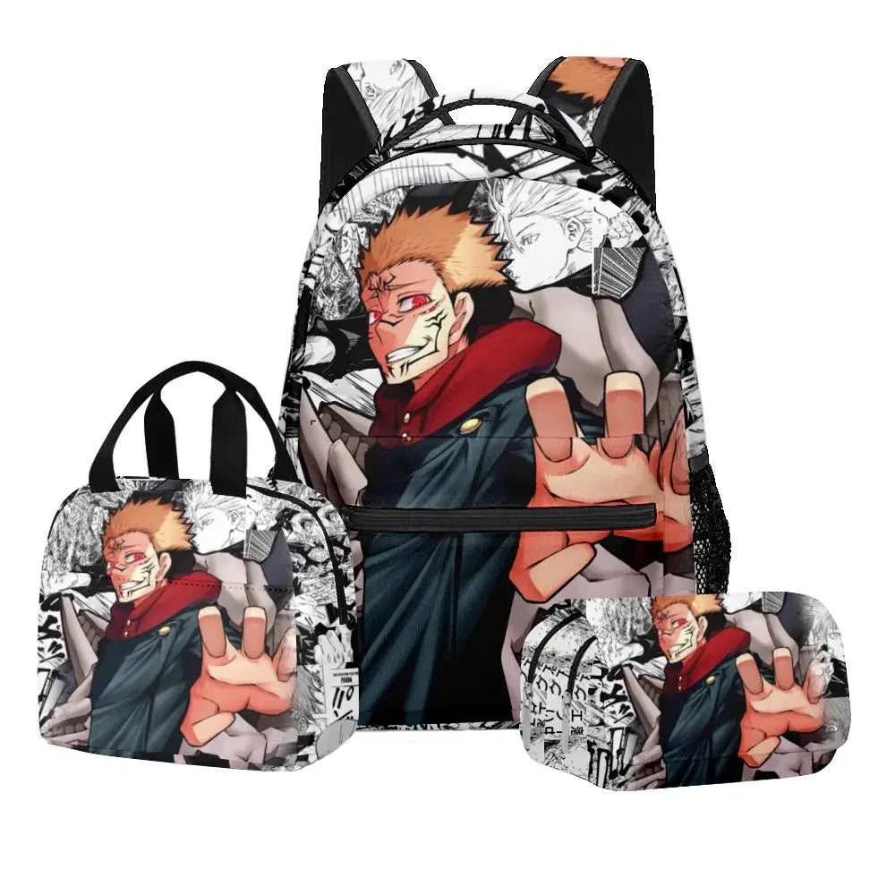 Jujutsu Kaisen Backpack Set: 3-Piece Anime School Bag Gift