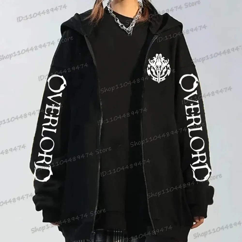Overlord Horror Skull Hooded Shirt Harajuku Zip Up