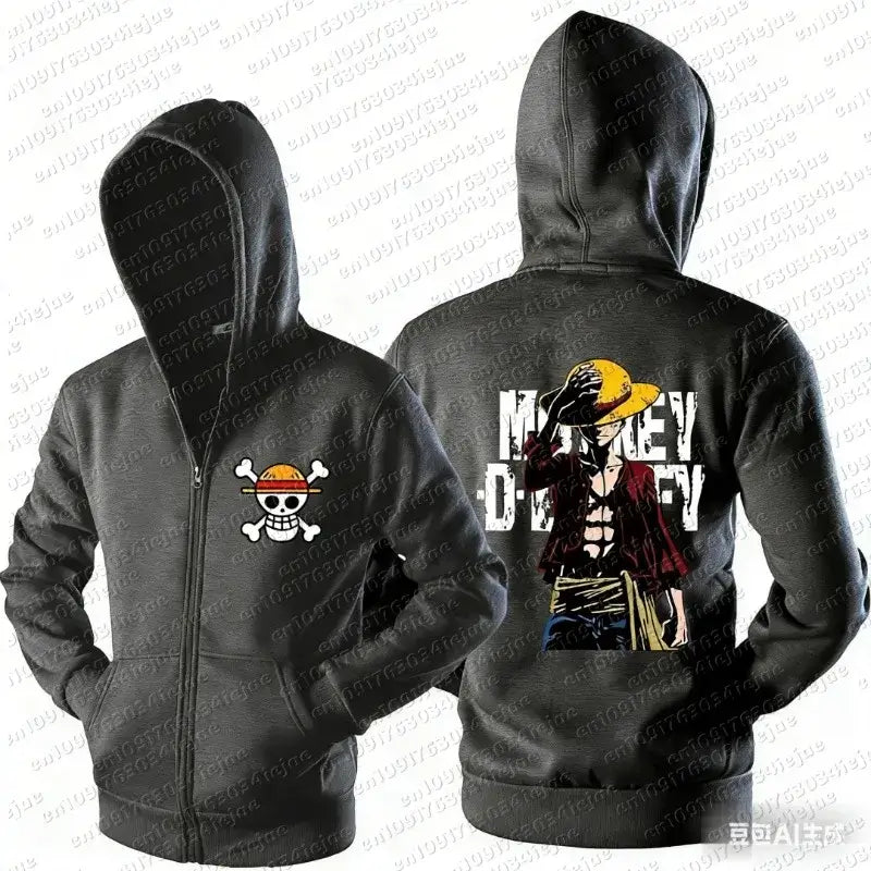 Luffy Zipper Hoodie One Piece 3D Print Streetwear Autumn